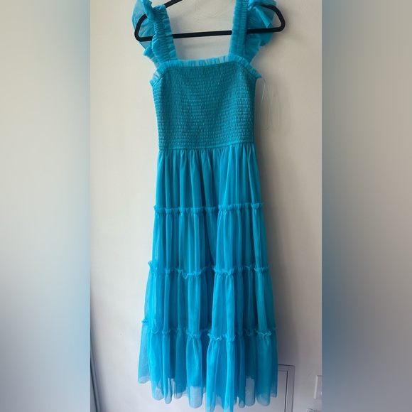Bibi, Aqua Blue Tiered Tulle Maxi Dress, Size S | 1402 nwot - Picture 2 of 6